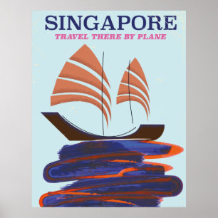 Singapur "Travel there by Flugzeug" Poster