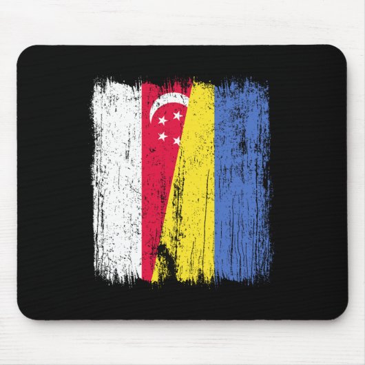 Singapur Ukraine Halbflagge Singapurer Ukrainer Mousepad (Vorne)