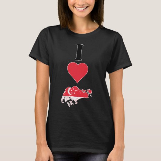 Singapur Vertical I Liebe Singapur Flag Map T-Shirt (Vorderseite)