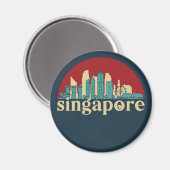 Singapur Vintag City Skyline City Art Magnet (Vorderseite/Rückseite)