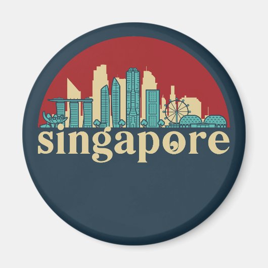 Singapur Vintag City Skyline City Art Magnet (Vorne)