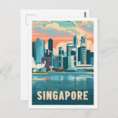 Singapur Vintag Famous Travel Place Postkarte (Vorne/Hinten)