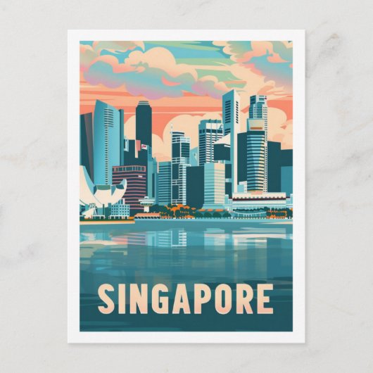 Singapur Vintag Famous Travel Place Postkarte (Vorderseite)