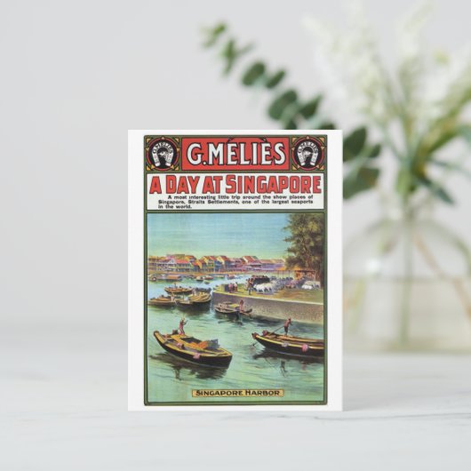 Singapur Vintag Reise Postkarte (Stehend Vorderseite)
