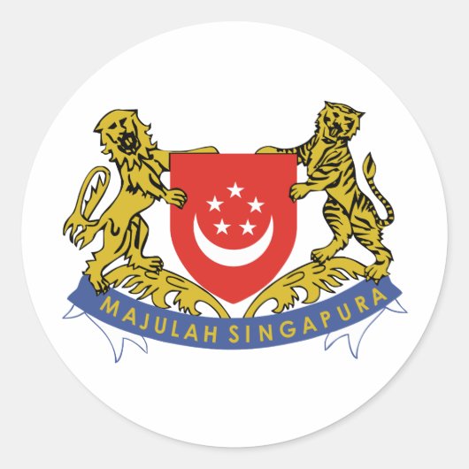 Singapur-Wappen Runder Aufkleber (Vorderseite)