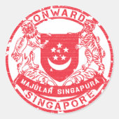 Singapur-Wappen Runder Aufkleber (Vorderseite)