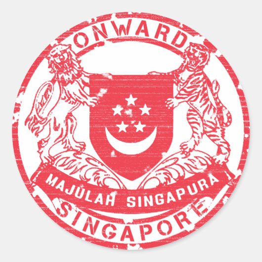 Singapur-Wappen Runder Aufkleber (Vorderseite)