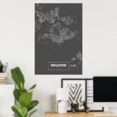 Singapur (weiß auf schwarz) poster (Heimbüro)