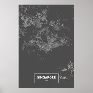 Singapur (weiß auf schwarz) poster