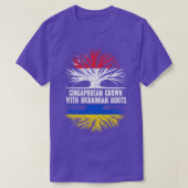 Singapur wird mit ukrainischer Roots-Fahne wachsen T-Shirt (Design vorne)