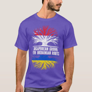 Singapurer mit ukrainischen Wurzeln Flagge T-Shirt