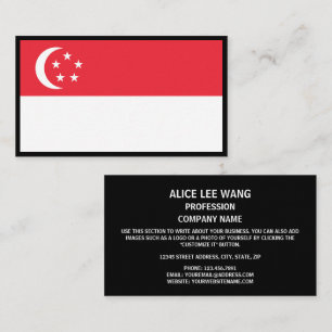 singapurische Flagge, Flagge Singapurs Visitenkarte