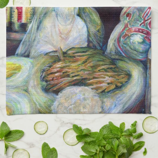 Singapurs sonnige Aromen Geschirrtuch (Gefaltet)