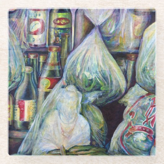 Singapurs sonnige Aromen Glasuntersetzer (Vorderseite)