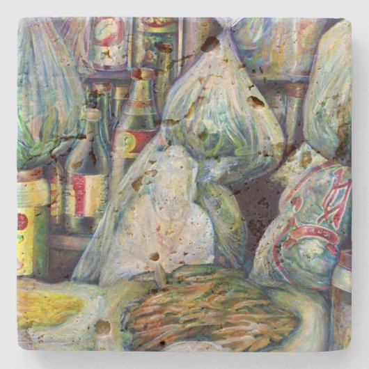 Singapurs sonnige Aromen Steinuntersetzer (Vorderseite)