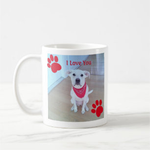Singe 1 Foto Süße Hundepfoten Ich liebe dich Rot Kaffeetasse