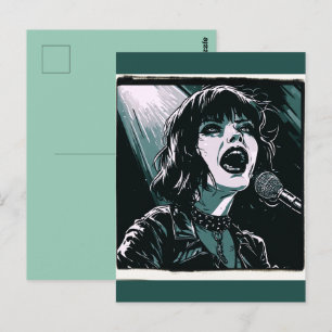 Singe es aus Expressiver Sänger Teal Musikliebhabe Postkarte