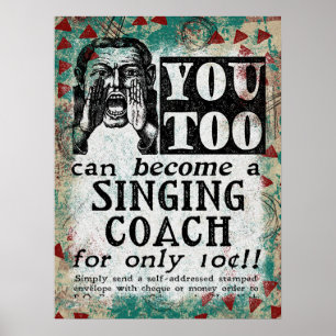 Singen Coach - Funny Vintag Retro Poster