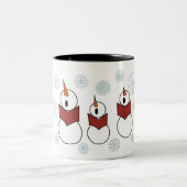 Singen der Snowman-Tasse Zweifarbige Tasse (Mittel)