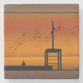 Singen eines Song Love Ravens auf dem Kirchendach Steinuntersetzer (Vorderseite)