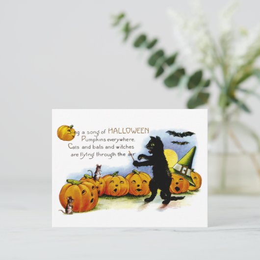 Singen eines Songs von Halloween Postkarte (Stehend Vorderseite)