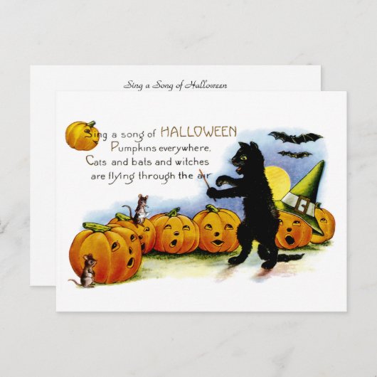 Singen eines Songs von Halloween Postkarte (Vorne/Hinten)