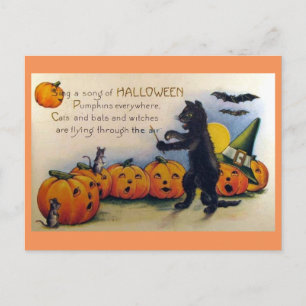 Singen eines Songs von Halloween Vintag Postkarte