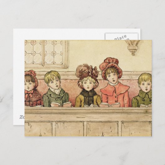 Singen in der Kirche (w/c auf Papier) Postkarte (Vorne/Hinten)