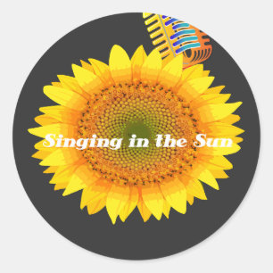 Singen in der Sonne-Sonnenblumen-Herz-Aufkleber Runder Aufkleber