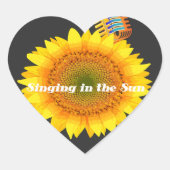 Singen in der Sonnenblume Herz-Aufkleber (Vorderseite)