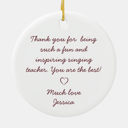 Singen Lehrer Weihnachten Geschenk maßgeschneidert Keramik Ornament (Hinten)