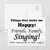 Singen macht mich glücklich postkarte (Vorne/Hinten)
