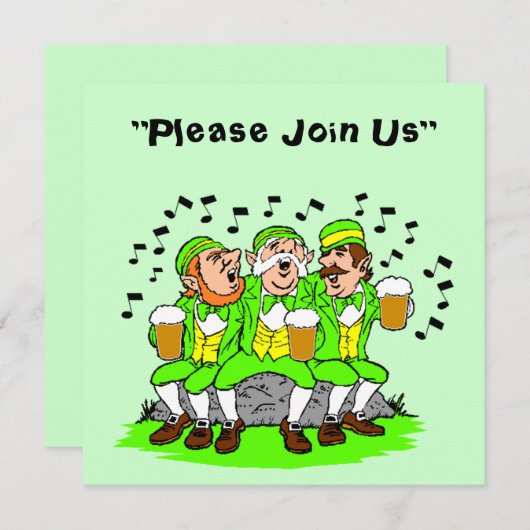 Singen mit der Beer St. Patrick's Day Party Einlad Einladung (Vorne/Hinten)