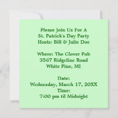 Singen mit der Beer St. Patrick's Day Party Einlad Einladung (Rückseite)