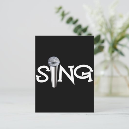 Singen mit Mikrofon Postkarte (Stehend Vorderseite)