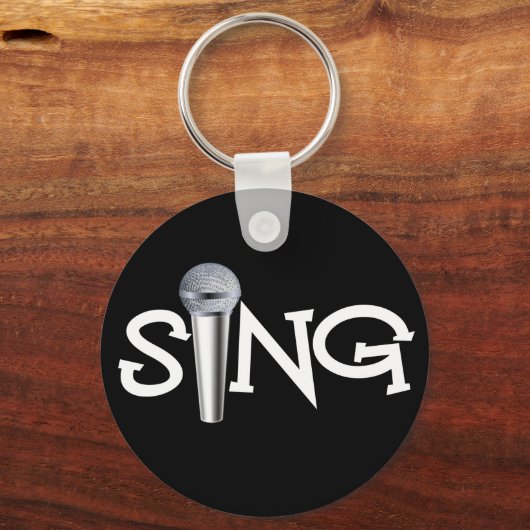 Singen mit Mikrofon Schlüsselanhänger (Vorderseite)