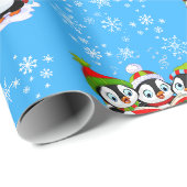 Singen Pinguine Weihnachtswrapping Paper Geschenkpapier (Rolleneckpunkt)