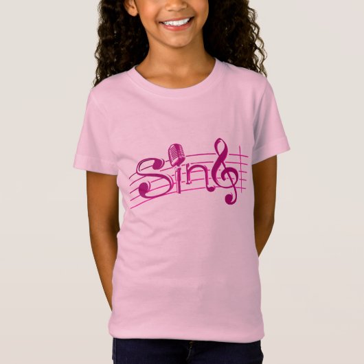 Singen Sie Retro mic-Kindern rosa Logot-stück T-Shirt (Vorderseite)