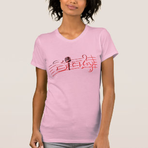 Singen Sie retro mic weiße rote Damen T - Shirt
