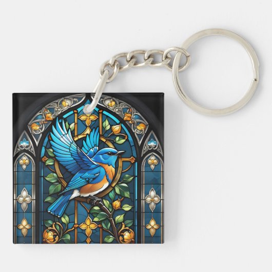 Singen von Bluebird: Festgehaltene Glasserenade Schlüsselanhänger (Rückseite)