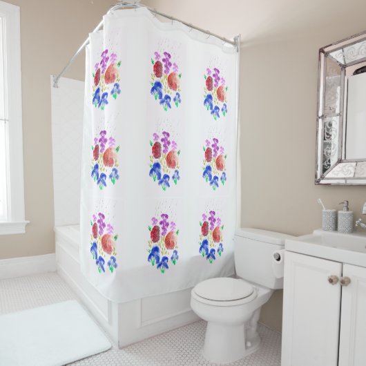 Singen von Blume im Regenduschvorhang Duschvorhang (Beispiel)