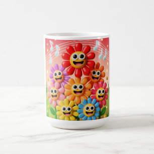 Singende Blumen-Illustration mit Musiknoten Kaffeetasse