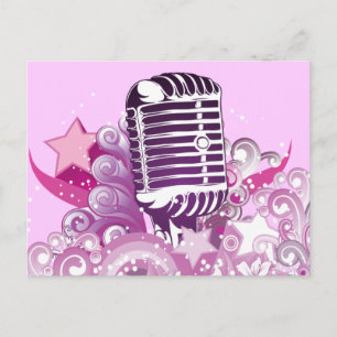 singende Diva Vintage-Mikrofon-Vektor Postkarte