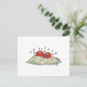 singende Fleischbällchen auf Spaghetti Postkarte (Stehend Vorderseite)