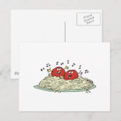 singende Fleischbällchen auf Spaghetti Postkarte (Vorne/Hinten)