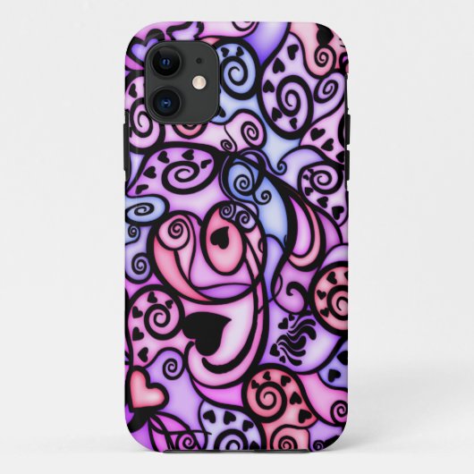 Singende Herz-Schläge, Buntglasart Case-Mate iPhone Hülle (Rückseite)