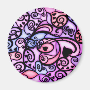 Singende Herz-Schläge, Buntglasart Magnet