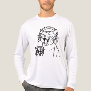 Singende Katze mit Kopfhörern und Mikrofon Line Ar Tri-Blend Shirt
