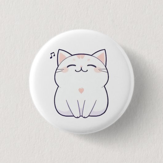 Singende Katze mit Musiknoten Kawaii Design Button (Vorderseite)
