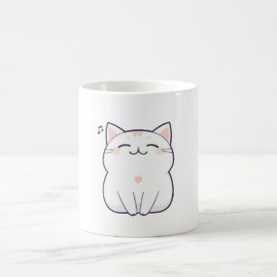 Singende Katze mit Musiknoten Kawaii Design Kaffeetasse
